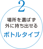 場所を選ばず外に持ち出せるボトルタイプ